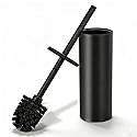 Toilet Brush and Caddy, Stainless Steel Toilet Bowl Brush and Holder, Toilet Bowl Cleaner Brush for Bathroom (Black)