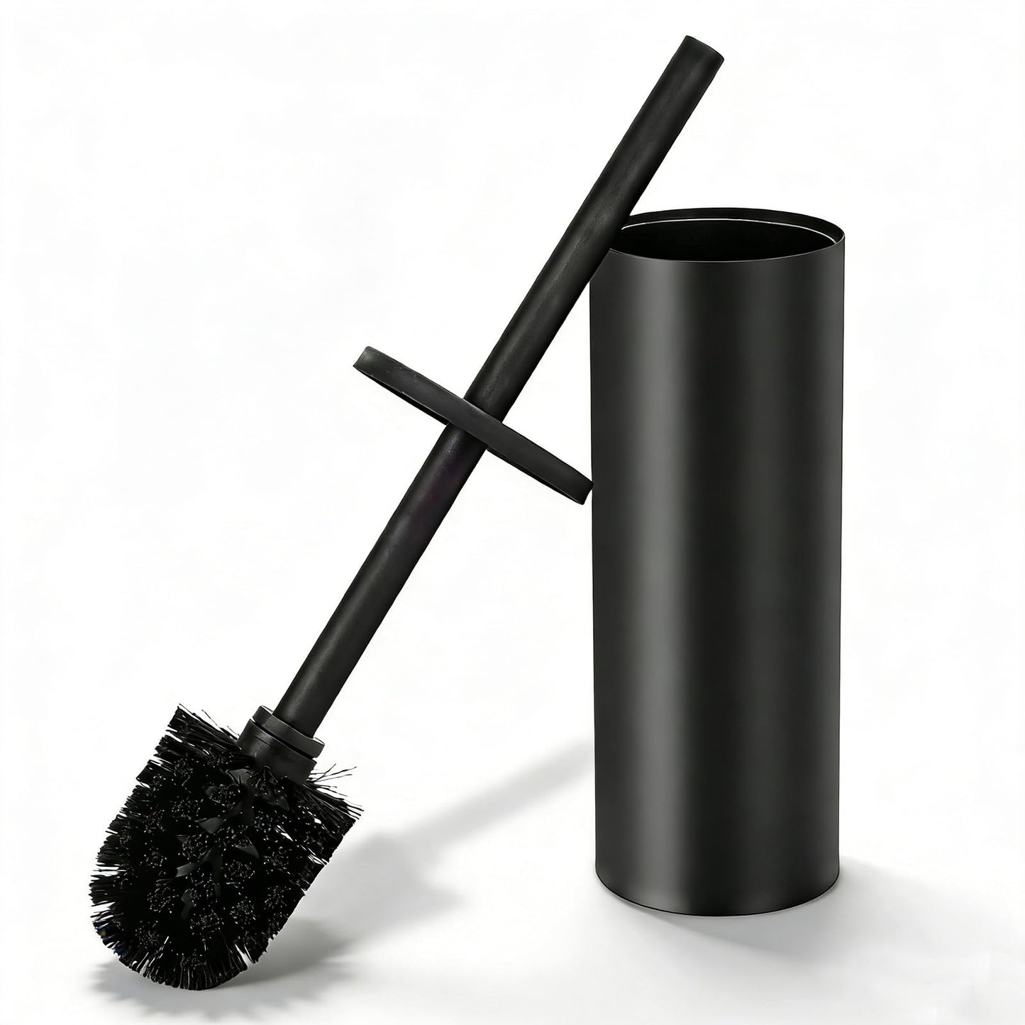 Toilet Brush and Caddy, Stainless Steel Toilet Bowl Brush and Holder, Toilet Bowl Cleaner Brush for Bathroom (Black)