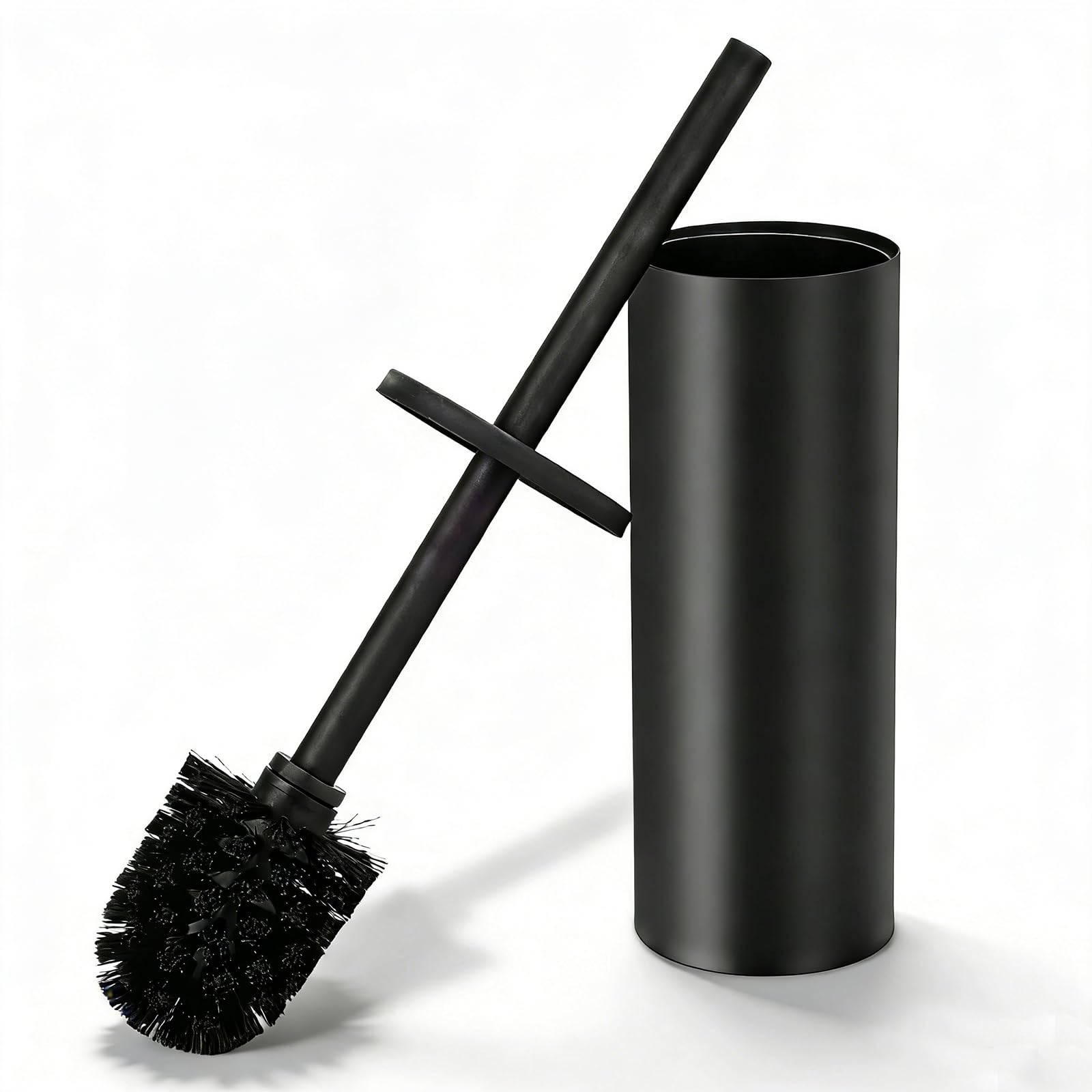 Toilet Brush and Caddy, Stainless Steel Toilet Bowl Brush and Holder, Toilet Bowl Cleaner Brush for Bathroom (Black)