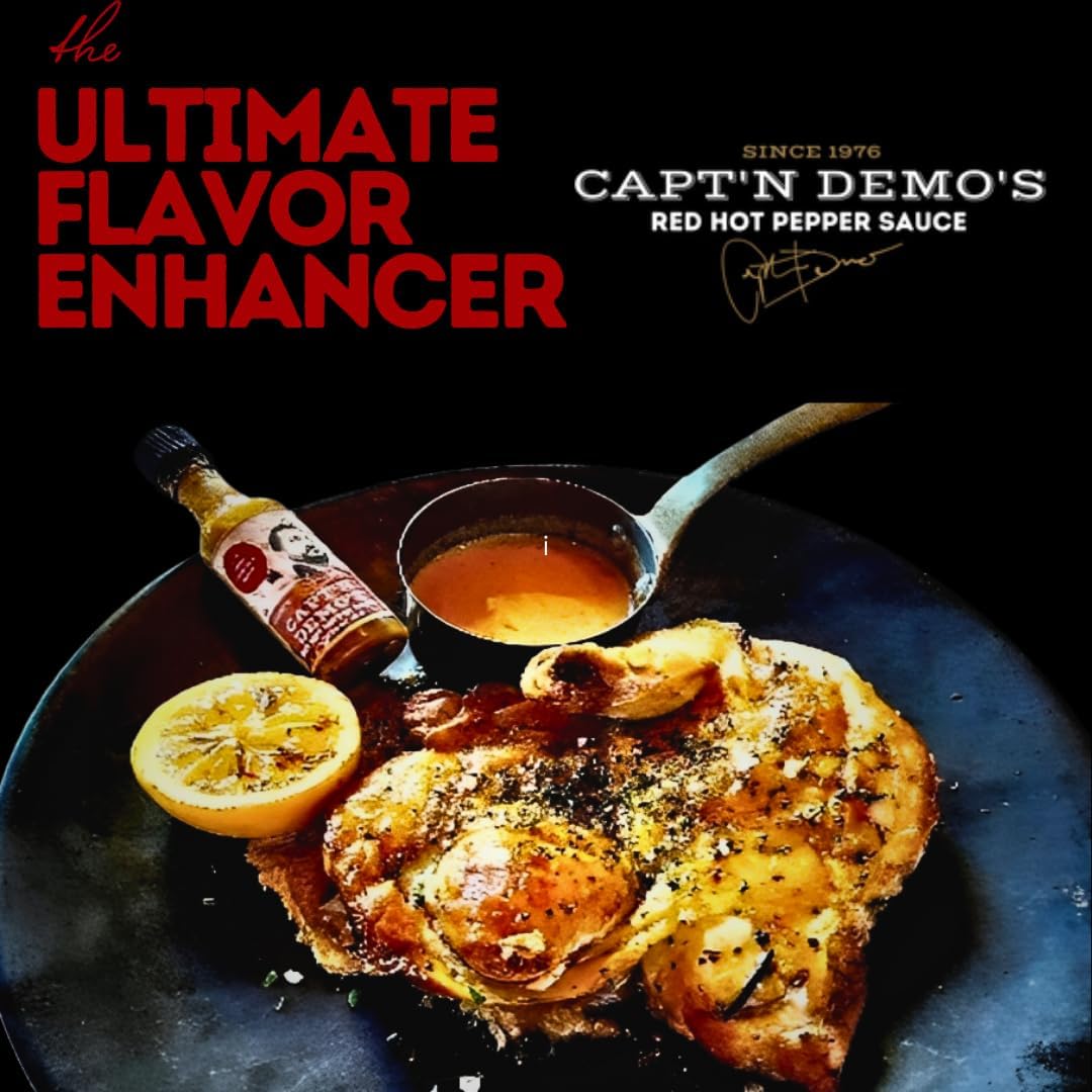 CAPTAIN DEMO's TRIPLE TRUFFLE Red Hot Pepper Sauce - Three Bottle Pack with TWO Bonus Travel Bottles, Gourmet Hot Sauce With Black Truffle, Black