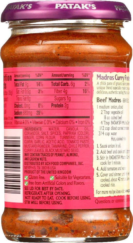 Patak Madras Curry Paste, 10-Ounce Bottle (Pack of 4)
