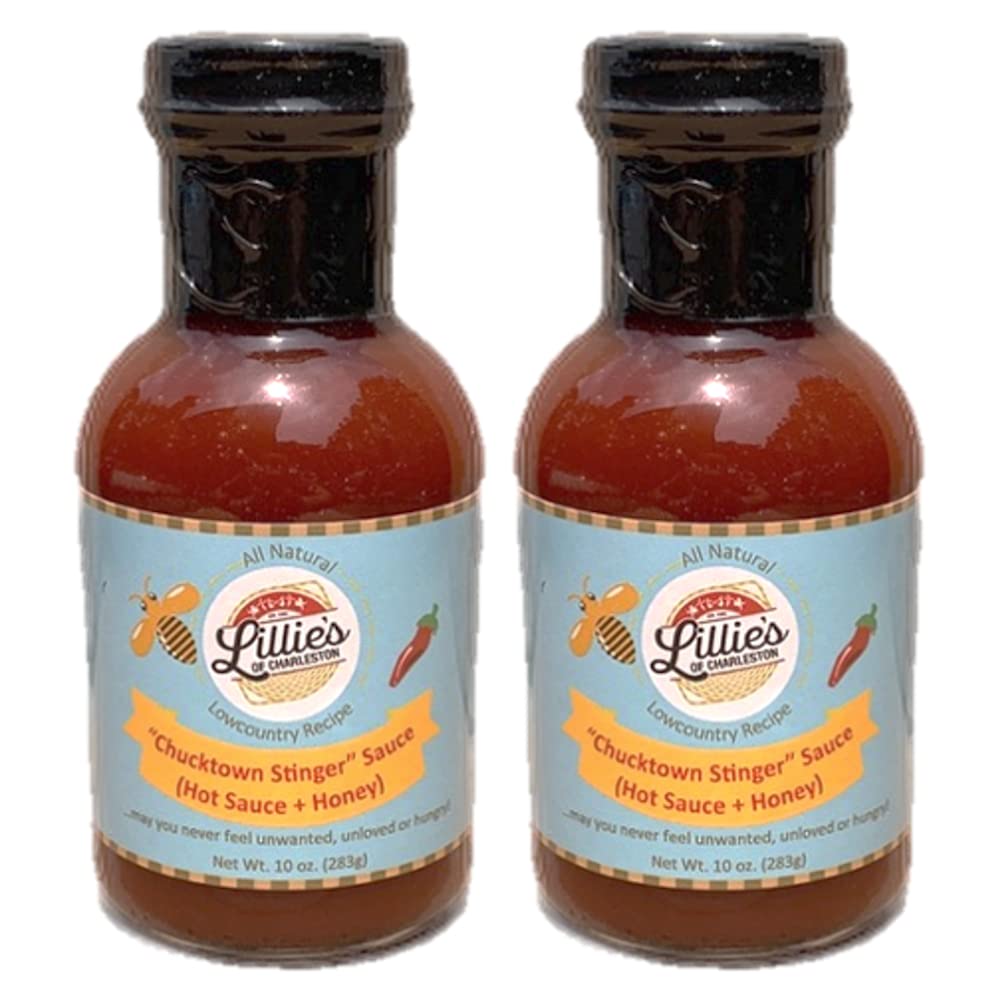 Lillie's of Charleston Chucktown Stinger (Hot Sauce + Honey) | Natural, No Preservatives, Vegan | Great with Chicken, Pork Ribs, Veggies, Fish, Fries