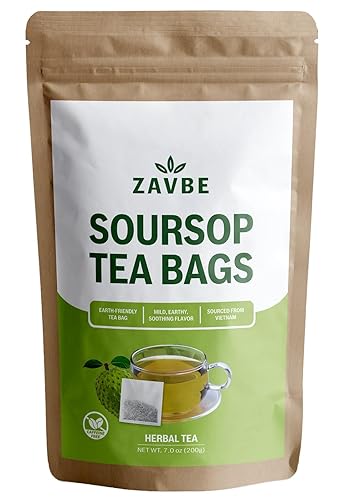 100 Soursop Tea Bags - 100% Pure Soursop Graviola Leaf Tea | Hojas de Guanabana | Wildcrafted | Caffeine-Free, Sugar-Free, Non-GMO, Vegan |