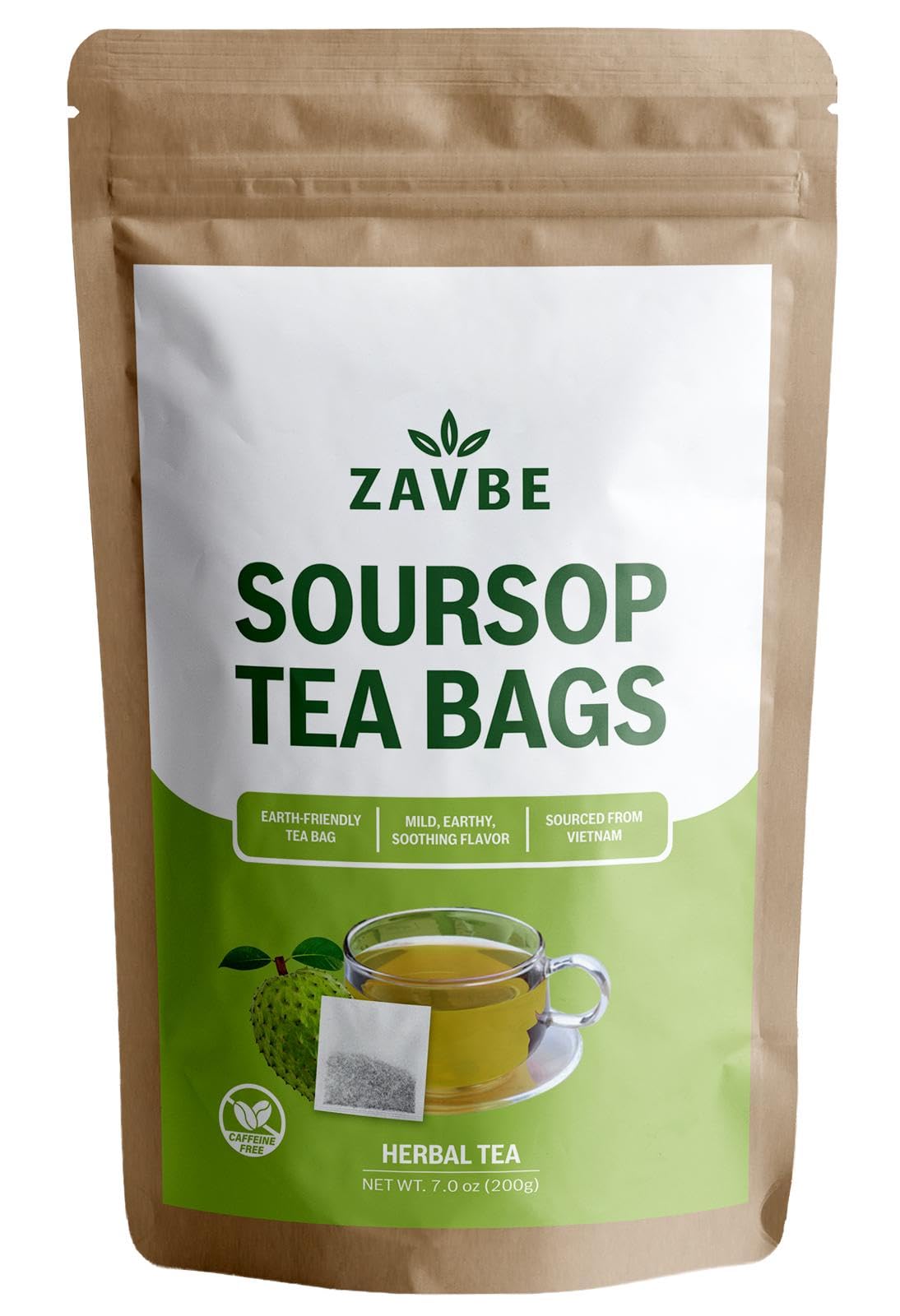 100 Soursop Tea Bags - 100% Pure Soursop Graviola Leaf Tea | Hojas de Guanabana | Wildcrafted | Caffeine-Free, Sugar-Free, Non-GMO, Vegan |