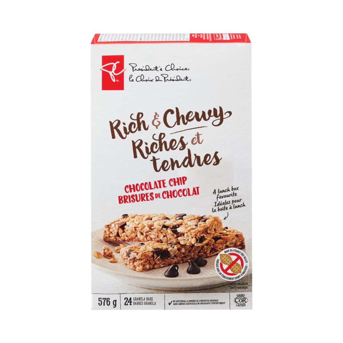 Loblaws Inc. President's Choice Rich & Chewy Chocolate Chip Granola Bars, 24 count, 576g/20 oz. Box (Imported from Canada)