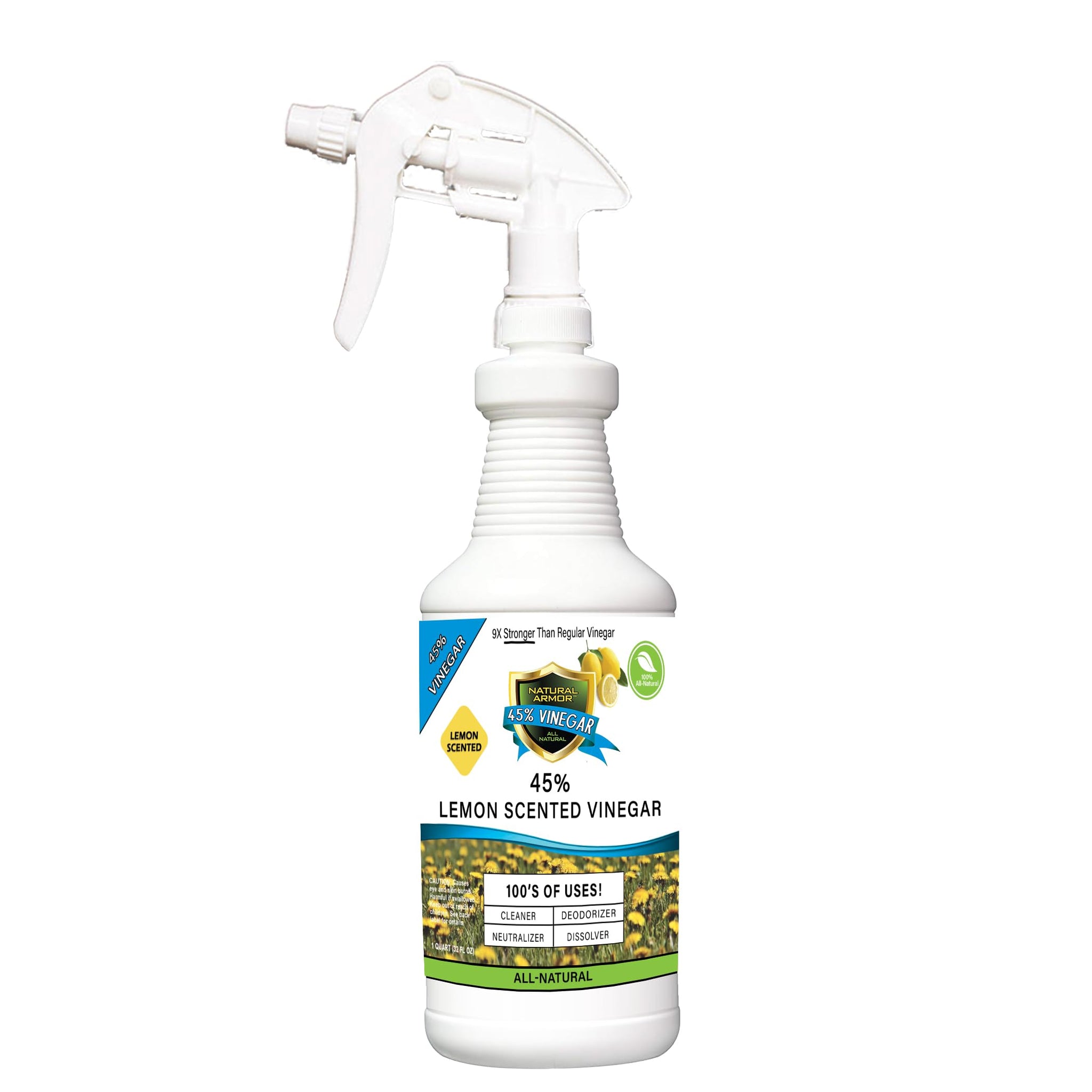 Natural Armor 45% Lemon Scented All-Purpose Cleaning Vinegar Industrial Strength Concentrate - Extra Strength Cleaner for Home, Laundry, Cleaning - 9X
