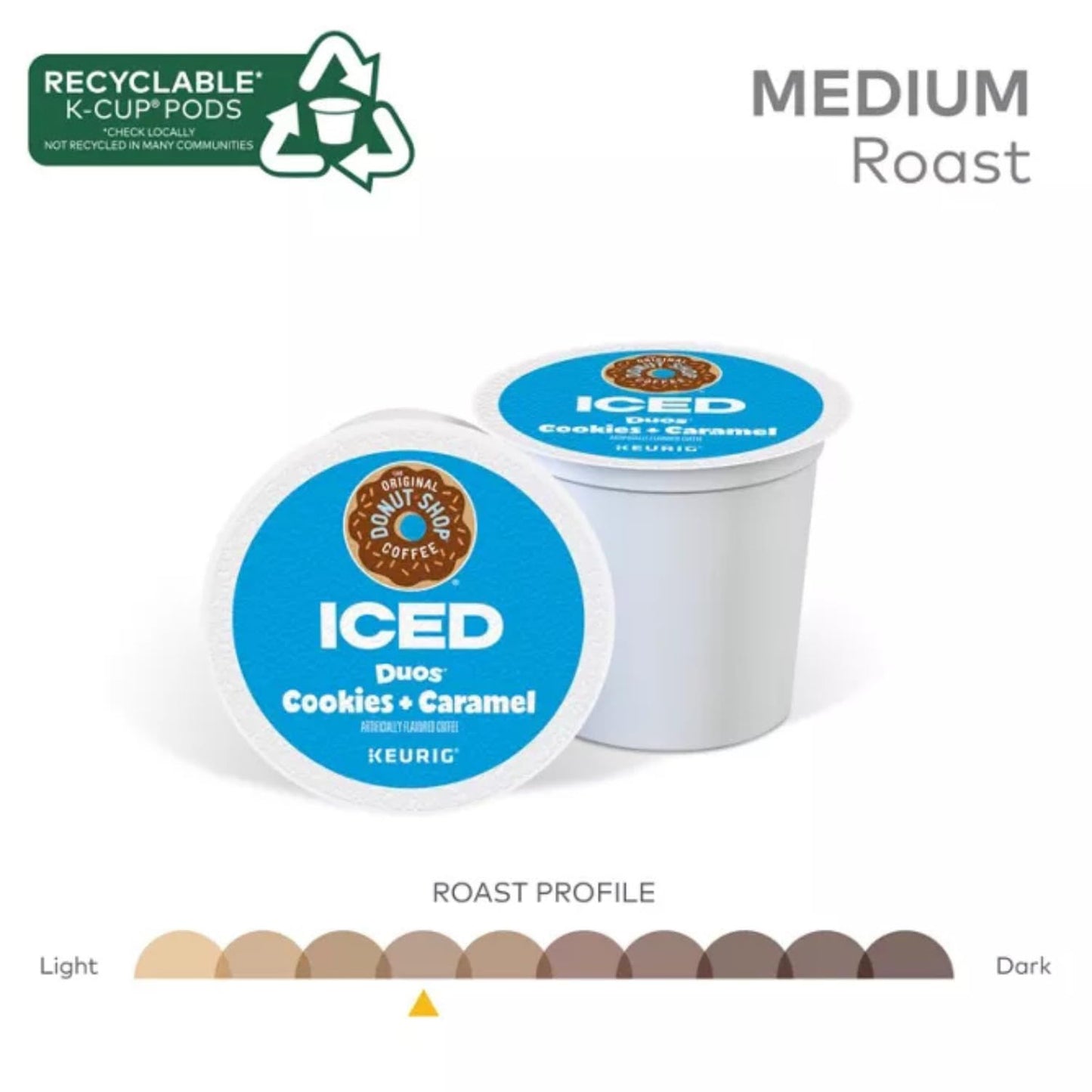 The Original Donut Shop Duos Cookies and Caramel Iced Coffee K-Cup Pods, Medium Roast, Recyclable, 12 Count Box, Specially Crafted for Iced Coffee