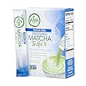 Aiya Sugar-Free Sweetened Matcha To Go Sticks - Stevia Sweetened Packets, Premium Japanese Matcha Powder, Gluten-Free - 10 Single-Serving Sticks