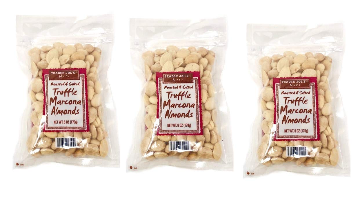 Trader Joes Nuts Roasted & Salted Truffle Marcona Almonds - Pack of 3 Bags - 6 oz per Bag