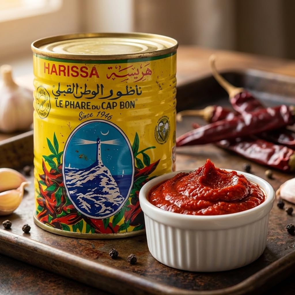 Le Phare du Cap Bon Harissa Paste in Tube - Authentic Tunisian Harissa Berbere spice Sauce, Chili Pepper Paste & Seasoning, Spicy Red Pepper Condiment