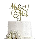 AMINJIE Gold Glitter Mr & Mrs Cake Topper - Wedding, Engagement, Wedding Anniversary Cake Toppers Decorations