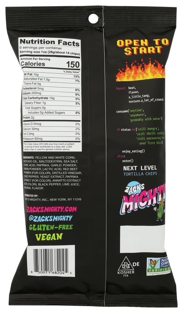 Zack's Mighty Chile Lime Rolled Tortilla Chips, 6 OZ