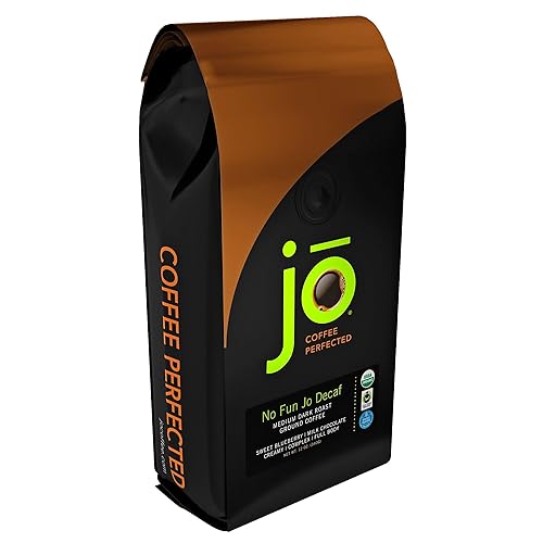 NO FUN JO DECAF: 12 oz, Organic Decaf Ground Coffee, Swiss Water Process, Fair Trade Certified, Medium Dark Roast, 100% Arabica Coffee, USDA Certified