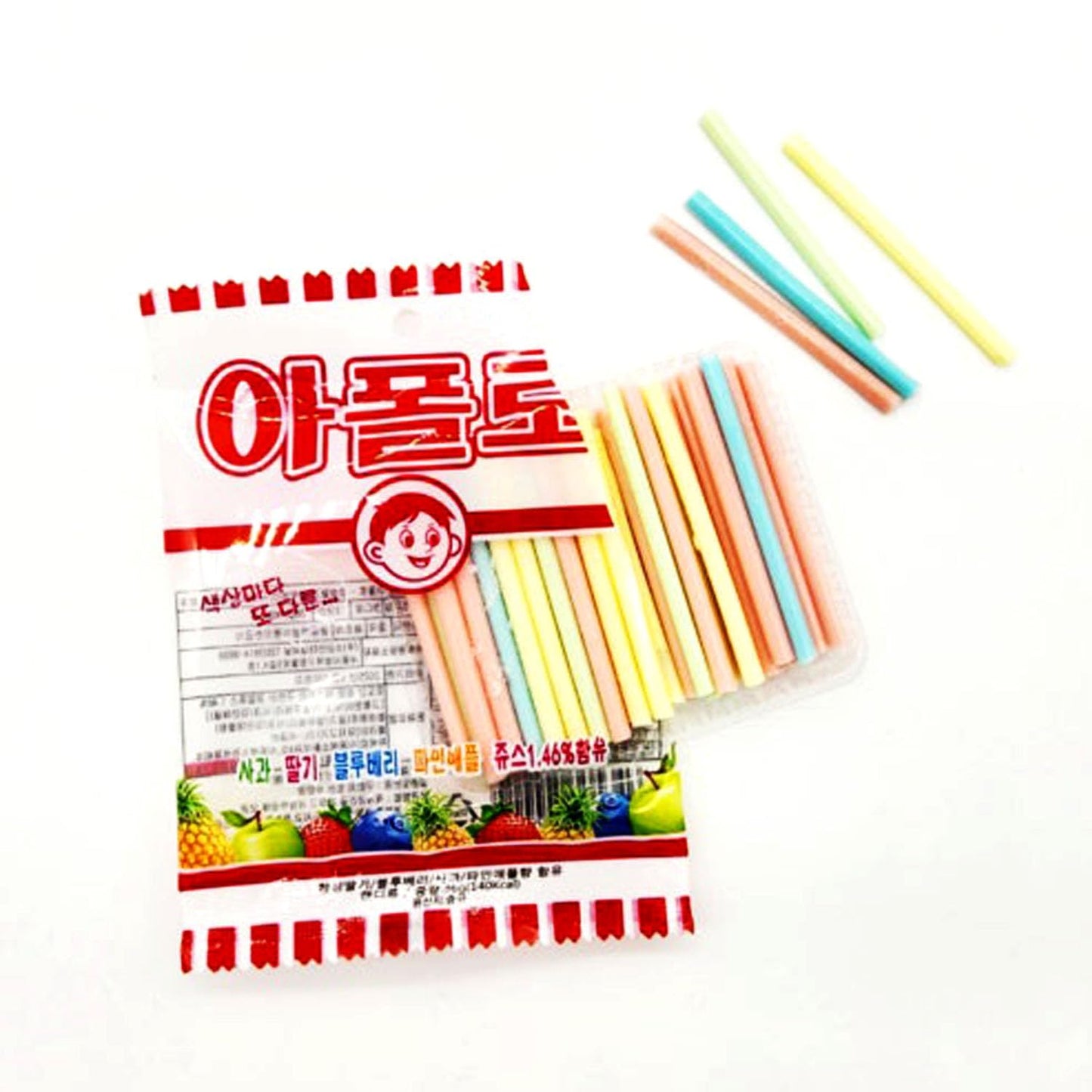 ZEESOON Apollo Straw Korea Candy (10g x 18 packs) , Old School Childhood Korean Snack
