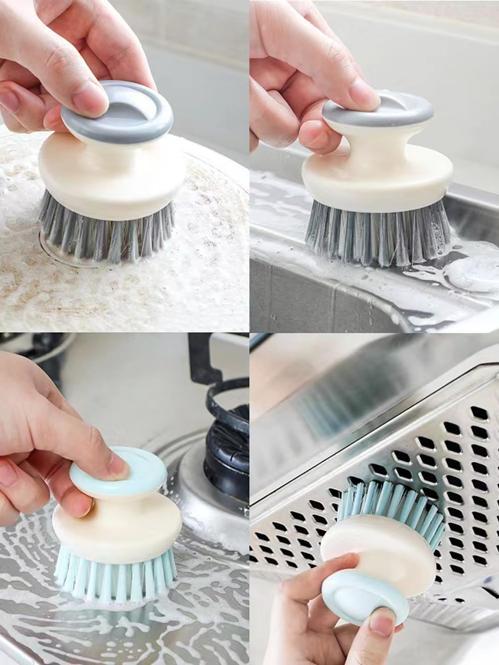 2Pcs Stainless Steel Wool Scrubber with Handle and 1 Pcs Dish Brush,Heavy Duty Pot Scrubbers Dish Scrubber Cleaning Brush Wash for Kitchen Pots