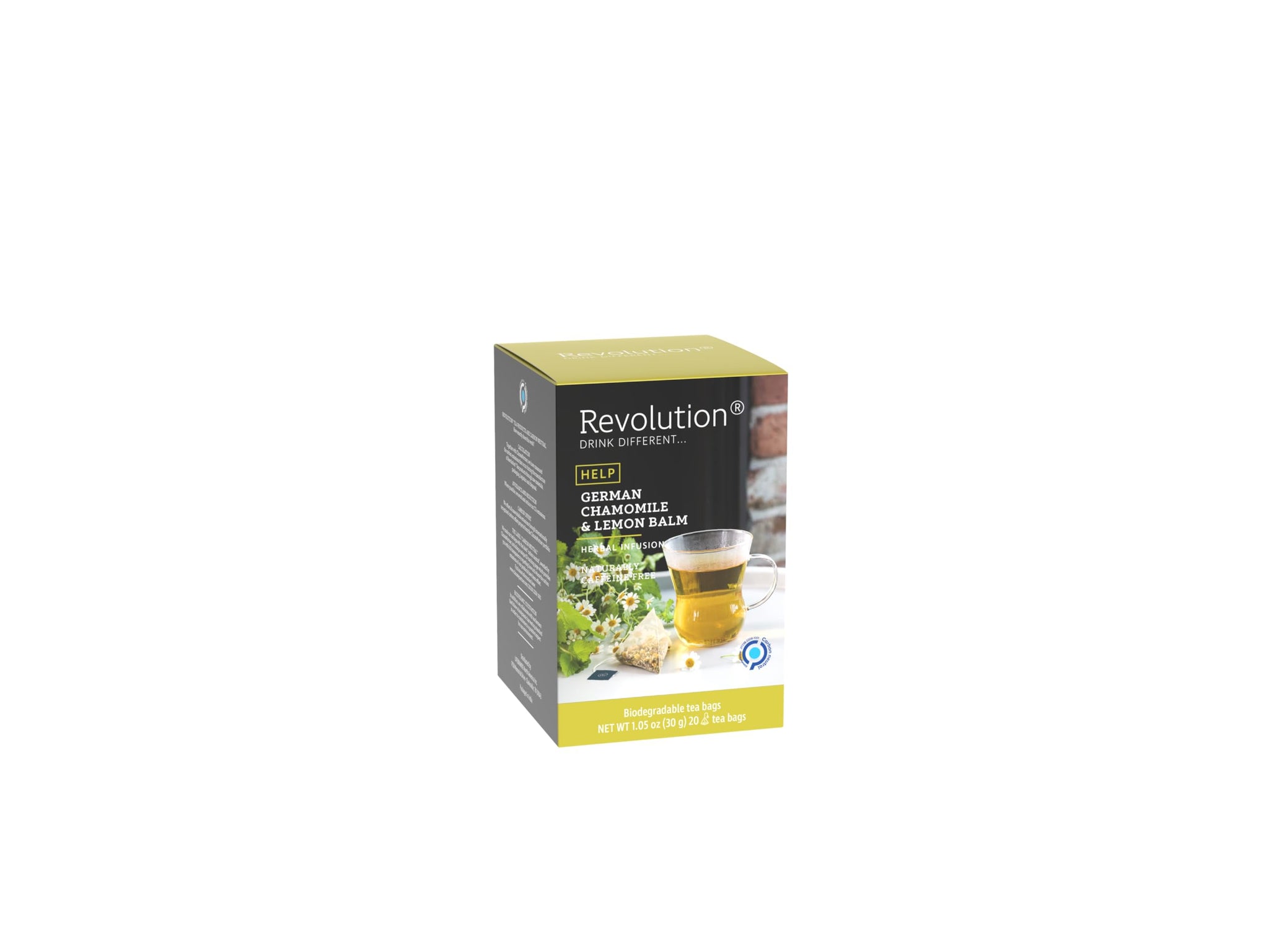 REVOLUTION TEA® German Organic Golden Chamomile Tea Bags Herbal Tea Bags [THE ORIGINAL] - HELP German Chamomile & Lemon Balm Herbal Tea - Premium