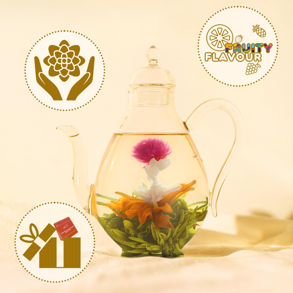 LWXLJMJZC?12 Unique Varieties Blooming Green Tea Ball | Jasmine Flowering Tea | Individual Pack with Flowers?Gifts For Tea Lovers