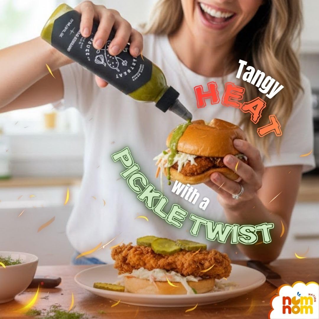 Heartbeat Hot Sauce Dill Pickle Serrano - 6 fl oz Bottle - Versatile Hot Sauce for Wings, Tacos, Pizza, Burgers and Snacks - Unique Buffalo Sauce