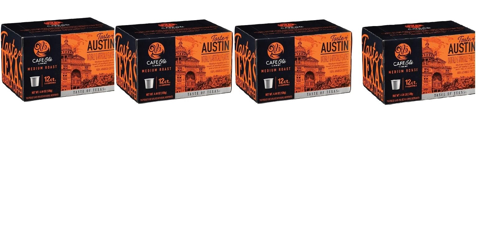 heb Cafe Ole by H?E?B Taste of Austin( touch of southern pecans and a hint of cinnamon flavor. )Single Serve Coffee Cups 12 ct(pack of 4)With free