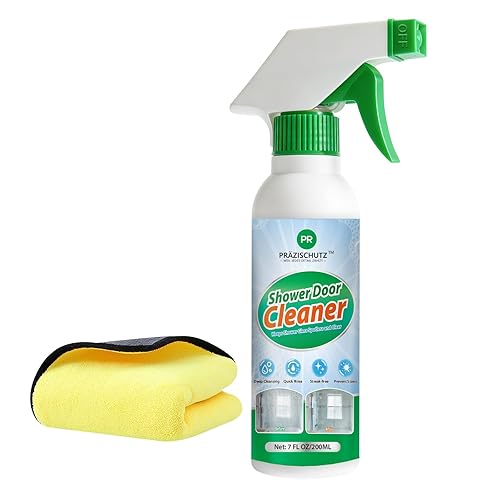 PRAZISCHUTZ Streak-Free Bathroom Glass Cleaner Spray, Instant Shine on Mirrors, Tiles & Shower Doors, Removes Limescale, Soap Scum & Oil Film, No