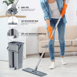 mop Floor Flat Mop Bucket Set Hand Free Squeeze Wet Dry Mop Cleaning 360 Flexible Mop for Hardwood Laminate Tiles Unisex (Size : 4 Pads) (6 Pads)
