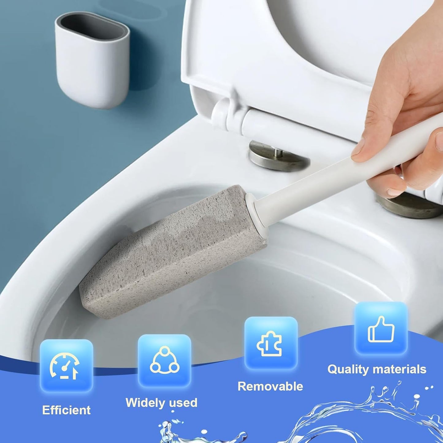 6pcs Pumice Stone Toilet Bowl Cleaner with Extra Long Handle, Replaceable Pumice Scouring Stick, Toilet Cleaning Stone, Cleaning Stone for Toilet