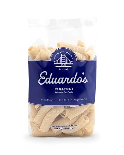 Eduardo's Pasta Co. Rigatoni, Artisanal Egg Pasta, 12 oz., Made in Small Batches in San Francisco