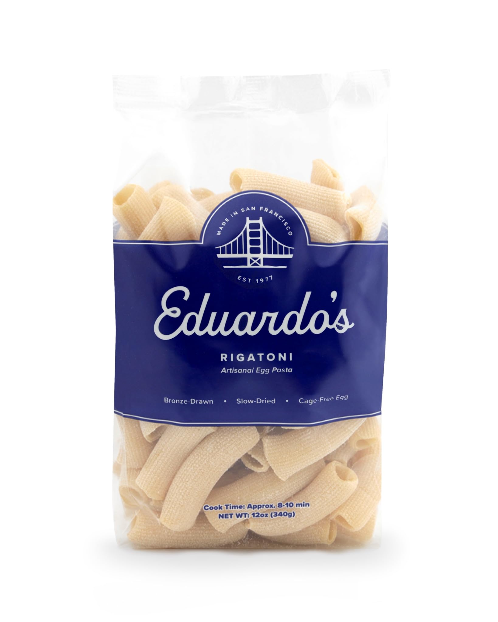 Eduardo's Pasta Co. Rigatoni, Artisanal Egg Pasta, 12 oz., Made in Small Batches in San Francisco