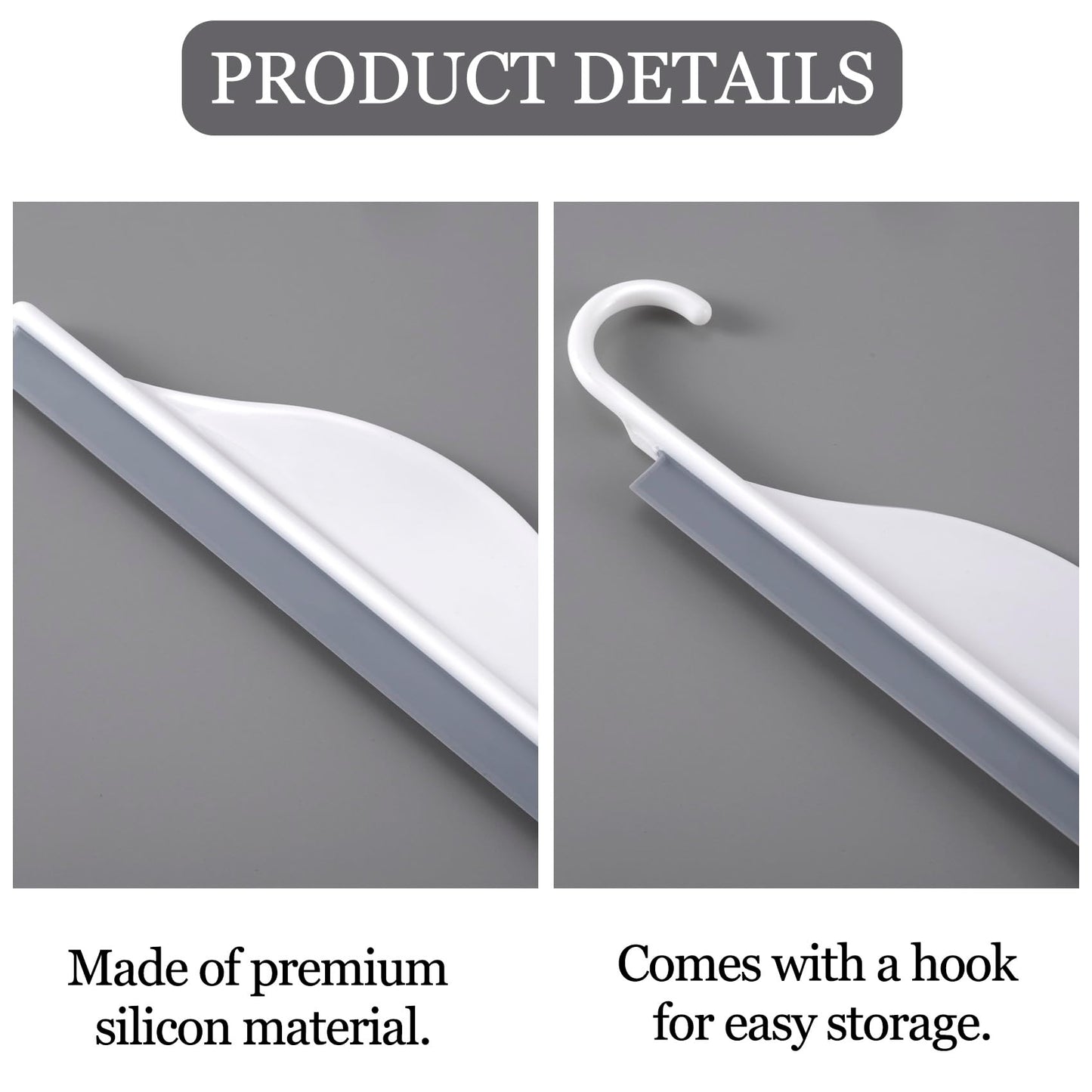 Nuorest 3 pcs Tiny Shower Mirror Squeegee for Bathroom, Window Squeegees for Shower Doors, White Window Wiper Scraper Cleaner Tool, All-Purpose