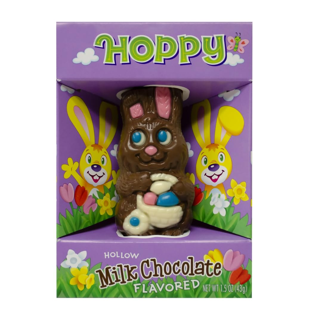 2-Count Fruidles Easter Bunny Rabbit Milk Chocolate Bunnies with Basket Easter Eggs, Individually Wrapped in Gift-Box, Kosher Certified Dairy, 1.5oz