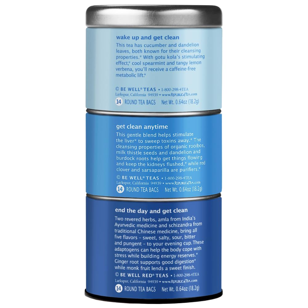 The Republic Of Tea Get Clean Stackable Tea, Herbal Tea, Caffeine-Free, 42 Tea Bags