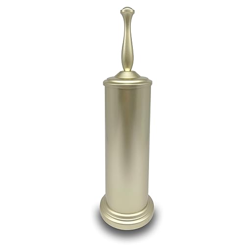 Indecor Home Satin Matte Soft Gold Toilet Bowl Brush with Holder, Durable Bathroom Cleaning Tool, Modern Design for Easy Toilet Maintenance, Bathroom