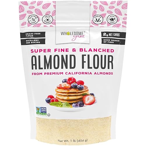 Wholesome Yum Premium Fine Blanched Almond Flour For Baking & More (16 oz / 1 lb) - Low Carb, Gluten Free, Non GMO, Keto Friendly Flour Substitute