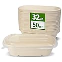 AICHEF 50 Pack 32 oz Disposable Meal Prep Containers Disposable Food Containers with Lids, Paper Togo Containers for Meal Prep, Lunch, Leftover (50