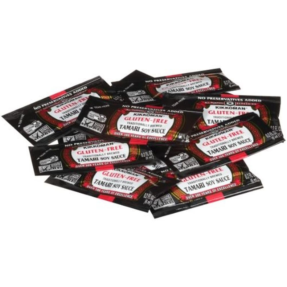 Kikkoman Gluten-Free Tamari Soy Sauce Packets, 6 ml To-Go Packets (200 Count), Preservative-Free Individual Travel Soy Sauce Packets, Non-GMO & Kosher