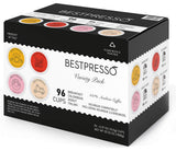 Bestpresso Coffee, Variety Pack Single Serve K-Cup Pods, 96 Count. Includes Breakfast, Colombian, Donut and Italian (Compatible With 2.0 Keurig