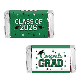 Green Class of 2026 Graduation Mini Candy Bar Wrappers, 42 Count