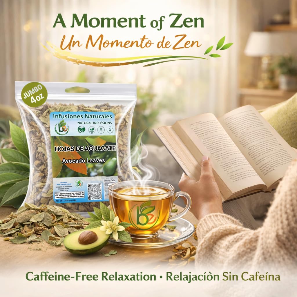 Avocado Tea Leaves 4oz - 100% Natural Hojas De Aguacate, Herbal Aromatic Tea, Caffeine-Free, Non-GMO, Single Pack