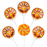 Turkey Swirl Lollipops - 24 Candy Suckers Individually Wrapped Bulk - 2 Inch Pops - Great for Thanksgiving Candy