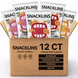 SNACKLINS Plant Based Crisps 4 Flavor Variety - Nacho, BBQ, Teriyaki, Chesapeake Bay - Gluten Free, Grain Free, 100% Kosher, Crunchy Puffed Snack Only