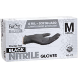 ForPro Expert SoftGuard Disposable Nitrile Gloves, Ultimate Comfort & Protection, Powder-Free, Latex-Free, Non-Sterile, Food Safe, 4 Mil, Black