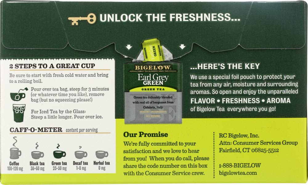 Bigelow Tea Green Tea - Earl Grey - Case of 6 - 20 BAG