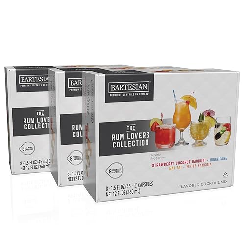 Bartesian 24-Pack Rum Lovers Favorites Collection for Cocktail Machine - Home Bar Mixology Cocktails Mix Pod Capsule Set To Use With the Cocktail