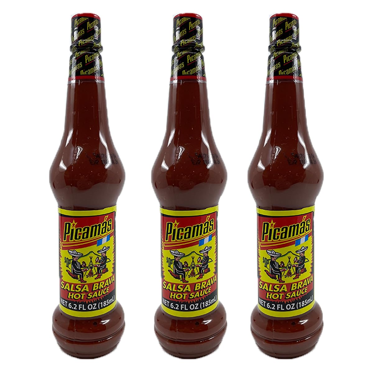 PICAMAS - Red Hot Sauce Salsa Brava 6.2oz Bottles (Pack of 3)