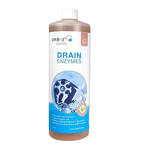 Orb-3 Drain Enzymes, Multi-Purpose Enzymatic Drain Cleaner & Deodorizer, 1-Quart - Breaks Down Grease & Organic Build-Up for Drains, Pipes, Garbage
