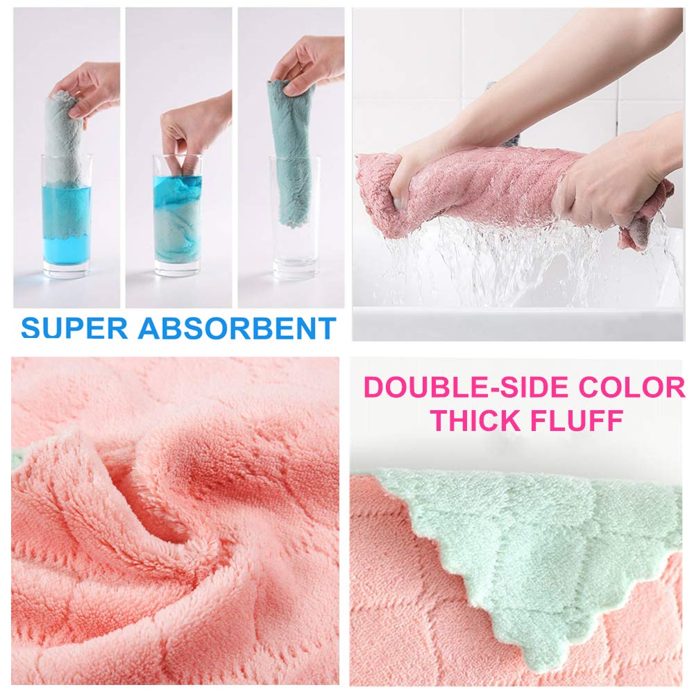 QURIPE 10-Pack Microfiber Cleaning Cloth Dish Towels, Double-Sided Dish Drying Towels?Reusable Household Cleaning Cloths for House Furniture Table