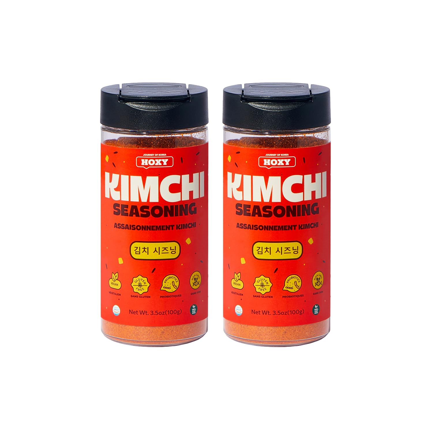 HOXY Journey of Korea Kimchi Seasoning Mix 3.5 oz - ORIGINAL Spicy Seasoning Mix, Rich in Probiotics, Vegan, Gluten Free, NON- GMO, BBQ Dry Rub