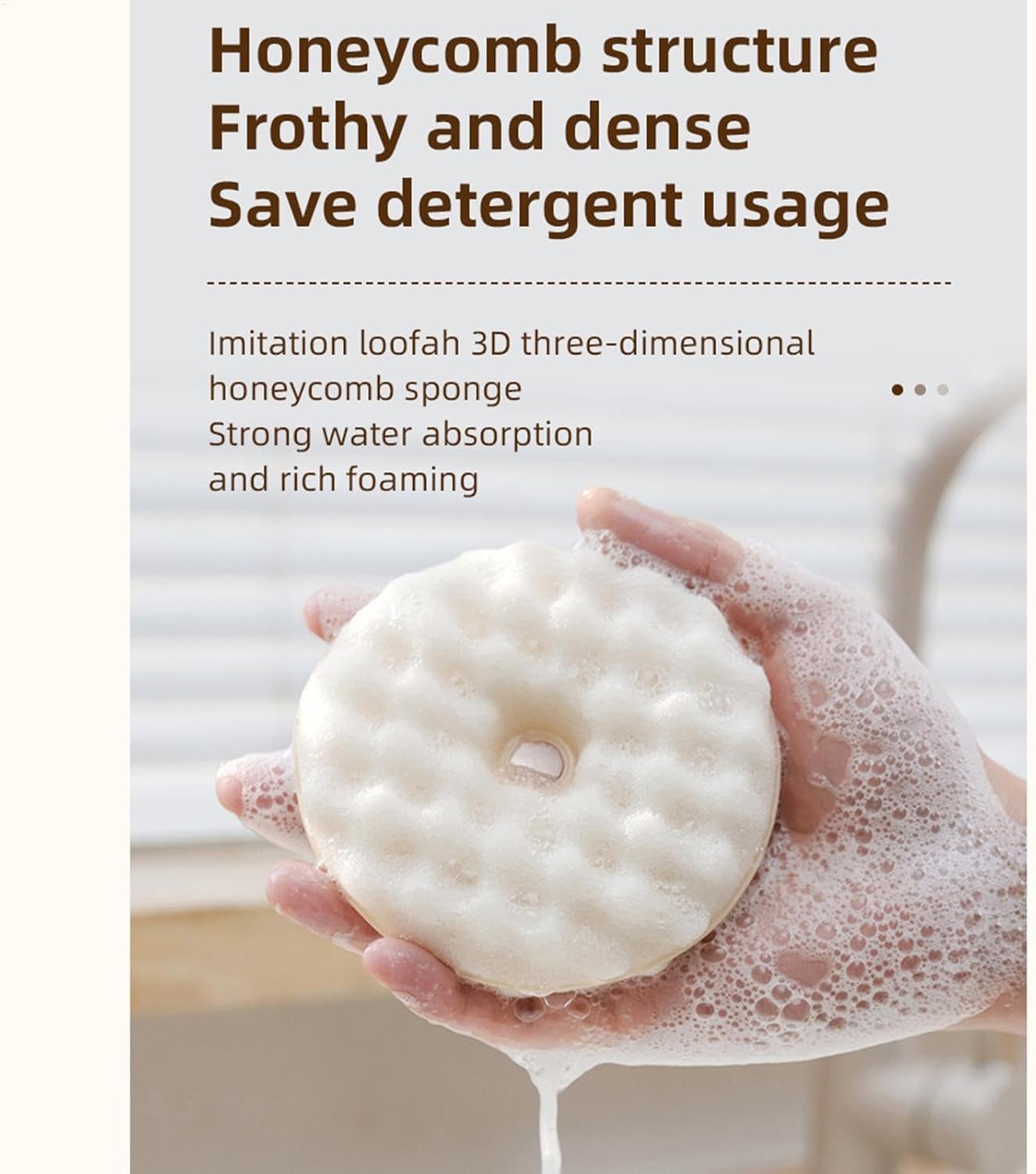 4Pcs Dual-Sided Kitchen Sponges with 2 Suction Cups - Honeycomb Shape, Non-Scratch Natural Scrub Sponges for Dishes, Kitchen, Bathroom Cleaning