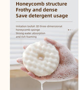 4Pcs Dual-Sided Kitchen Sponges with 2 Suction Cups - Honeycomb Shape, Non-Scratch Natural Scrub Sponges for Dishes, Kitchen, Bathroom Cleaning