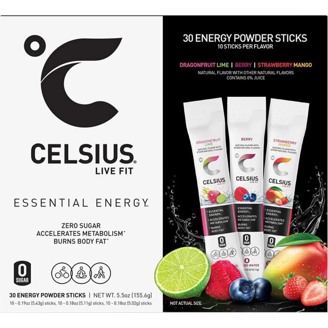 Energy Powder Packets - 3 Top Flavors 30 Energy Drink Packets for On the Go Essential Energy and Hydration | Bundled by Mix It Up Munchies | Healthy